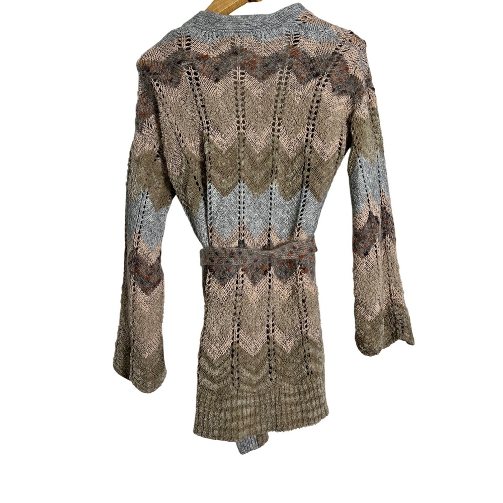 MEADOW RUE x ANTHROPOLOGIE Chevron Alpaca Wool Belted Cardigan Sweater - Picture 3 of 8